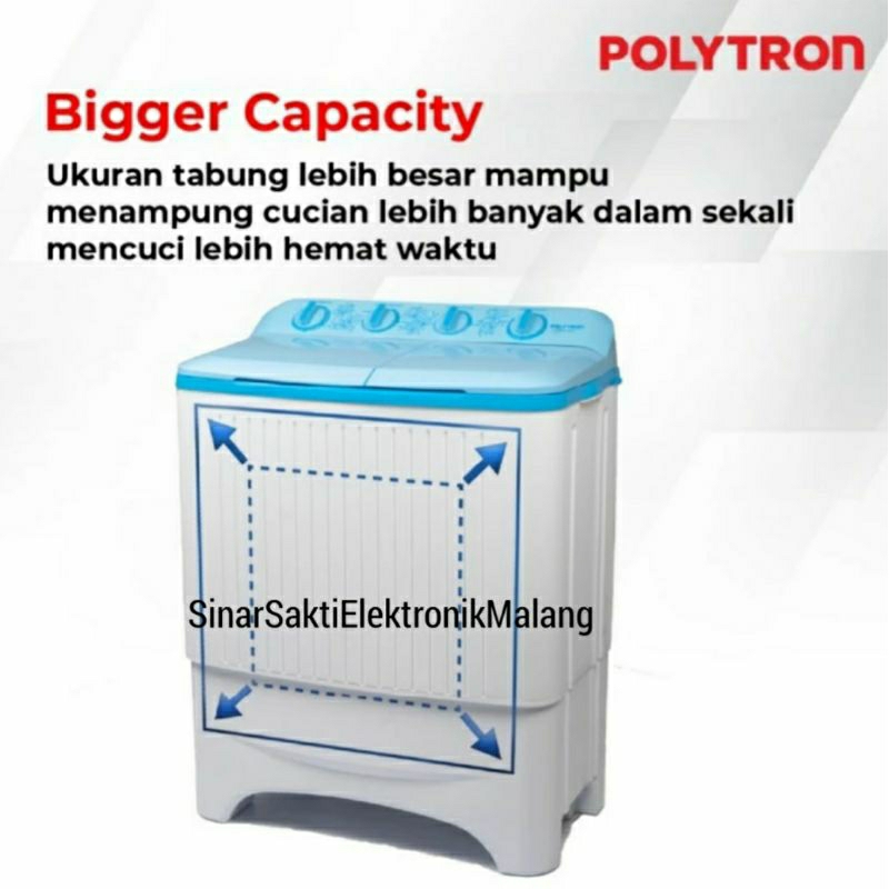 Mesin Cuci 2 Tabung Polytron 8 Kg PWM 8073 PWM8073 8kg Low Watt Hemat Promo Malang