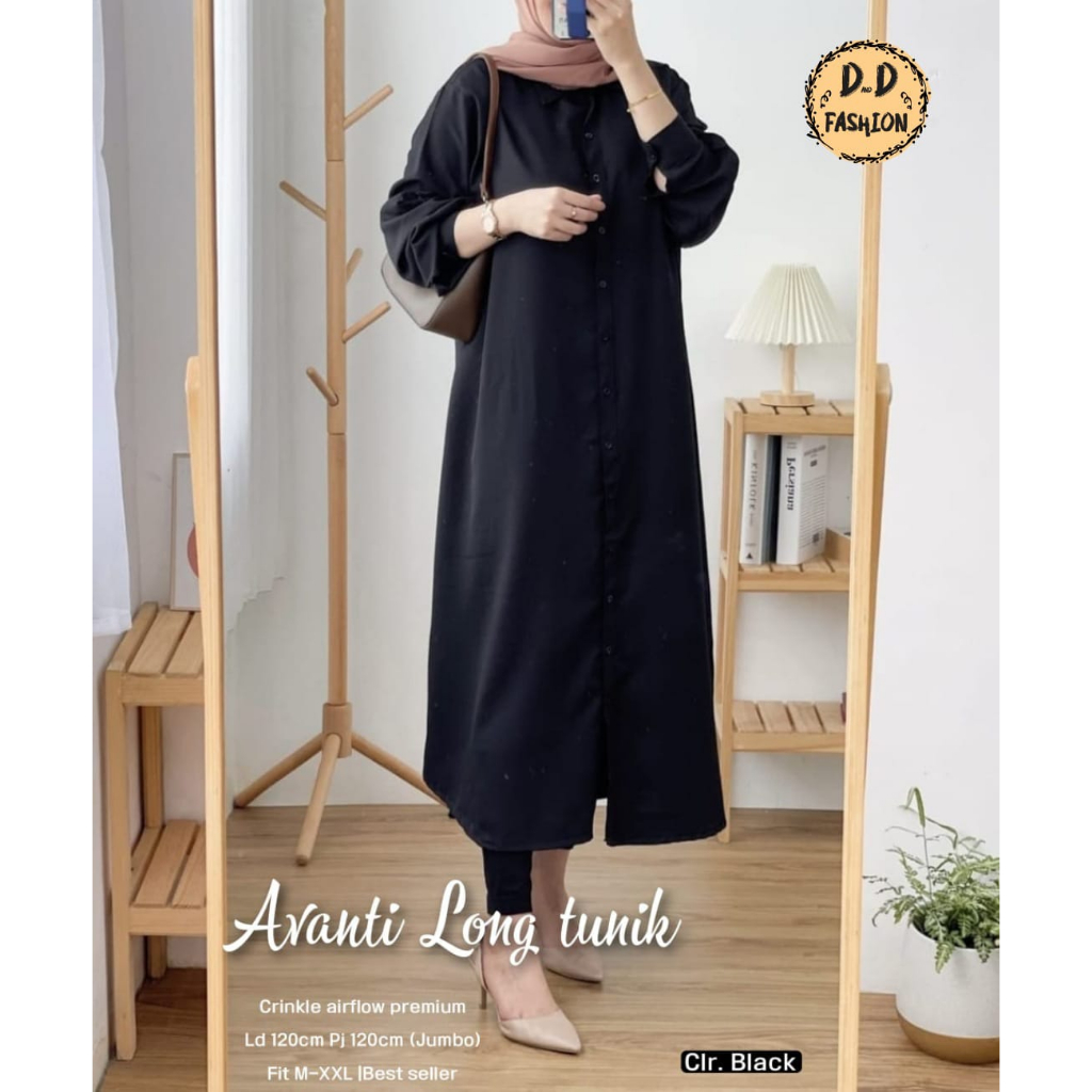 Avanti Long Tunik Crincle Airflow Premium Original Produk By Boyazi