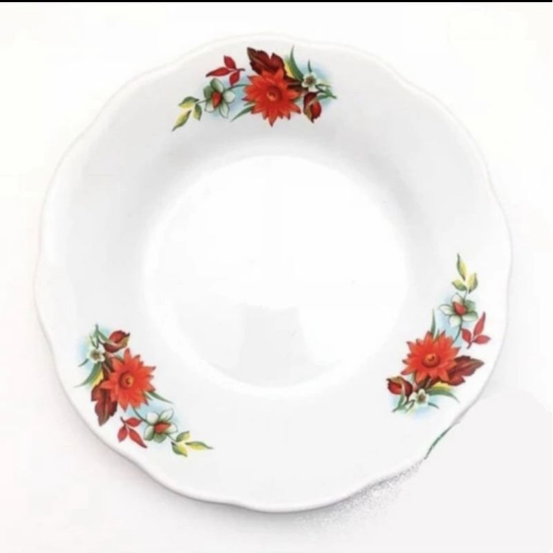 Piring kecil keramik 6 inc Luky ( 3 pcs )/ piring tatakan gelas jadul/ piring kecil kembang