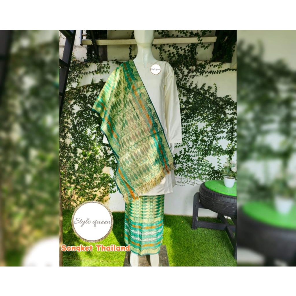 PROMO ROK SPAN Kain songket + selendang thailand / bahan songket set selendang thailand / kain rok s