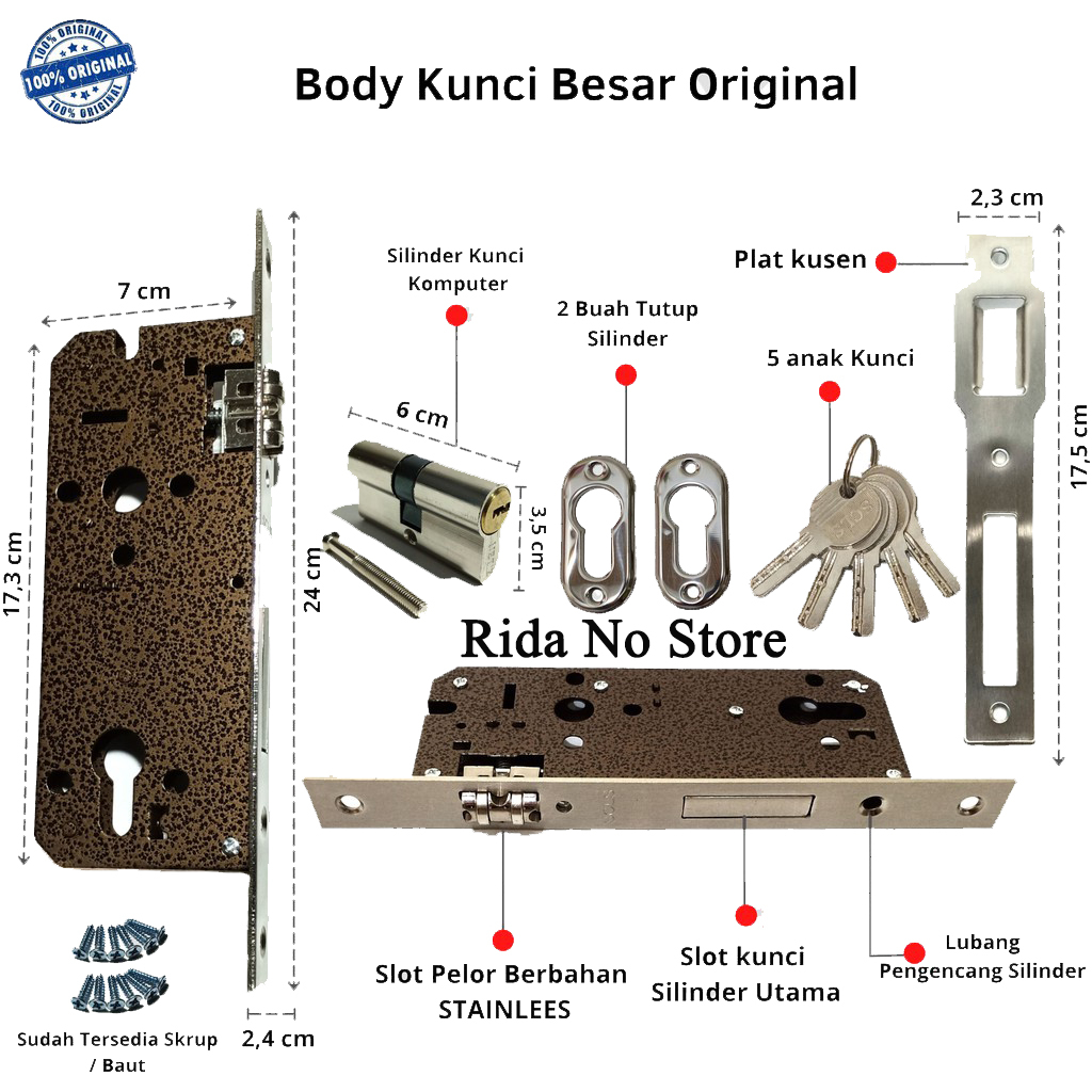 Body Kunci Pellor 2 Pintu 1 set Kunci Pintu Rumah