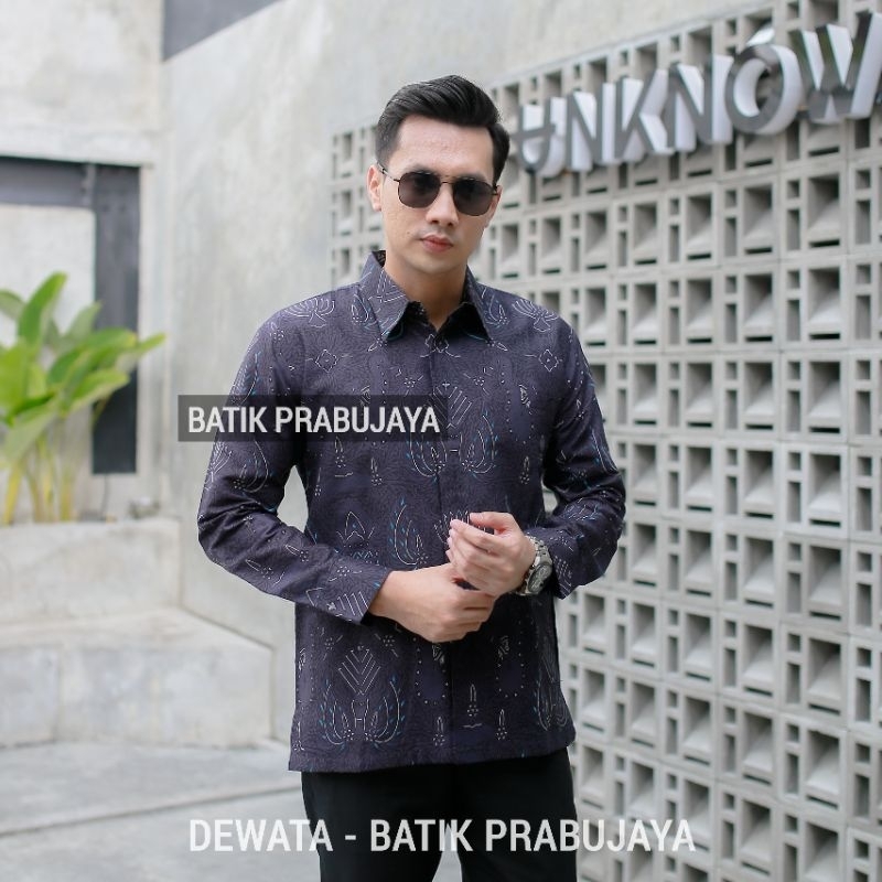 DEWATA Kemeja Batik Pria Lengan Panjang Modern Premium Full Furing Katun Halus