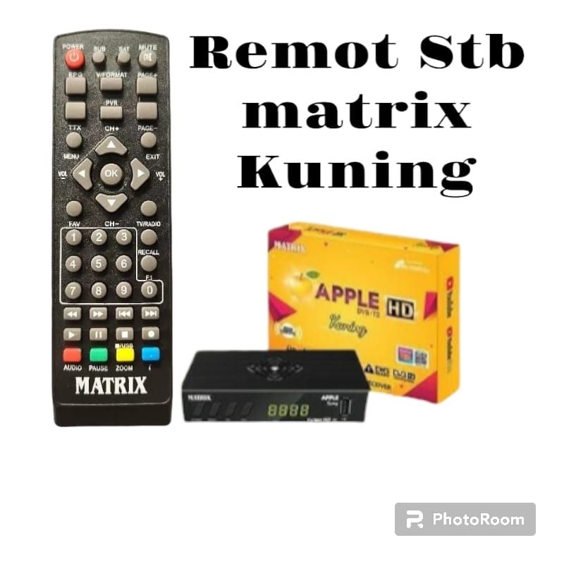 Remot set top box matrix Apple kuning/Remot stb matrix kuning