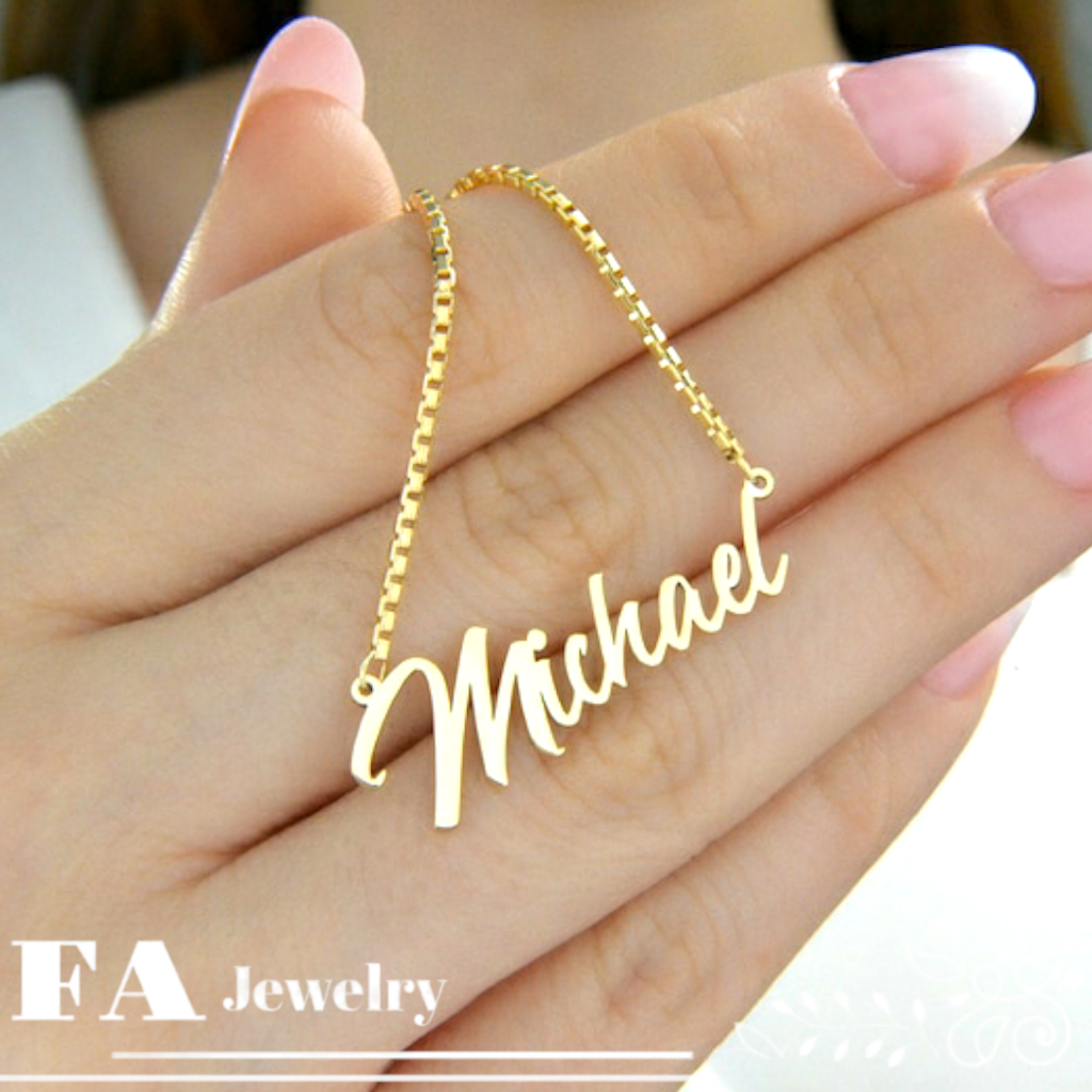 Kalung Nama Lapis Emas Kalung Titanium Anti Karat Bisa Costum Nama kalung bayi sampai dewasa fa jewe