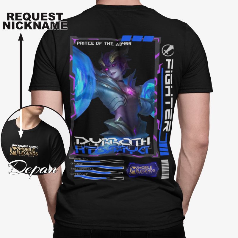 FREE NICKNAME Kaos Distro Pria Mobile Legend Hero Dewasa Anak Oversize Import Kaos Distro Pria Keren Terbaru 2023 murah XXL Premium T Shirt Pria Oversize Polos Distro Jumbo Baju Mobile Legeds Dewasa All Role Anak Laki laki Lengan Pendek Jumbo Oversize XXL