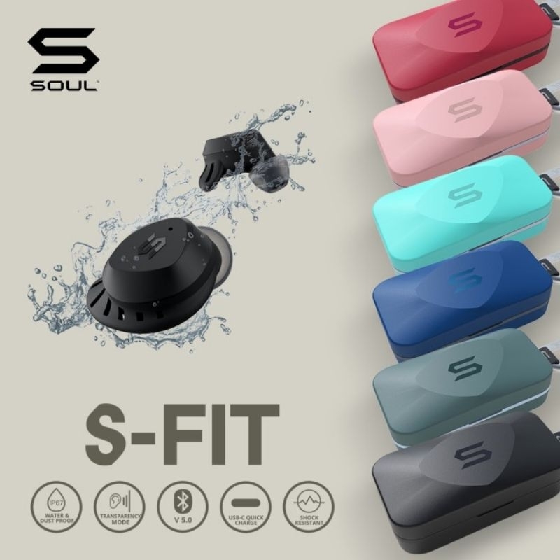 SOUL S-FIT True Wireless Earphones Waterproof Bluetooth v. 5.0
