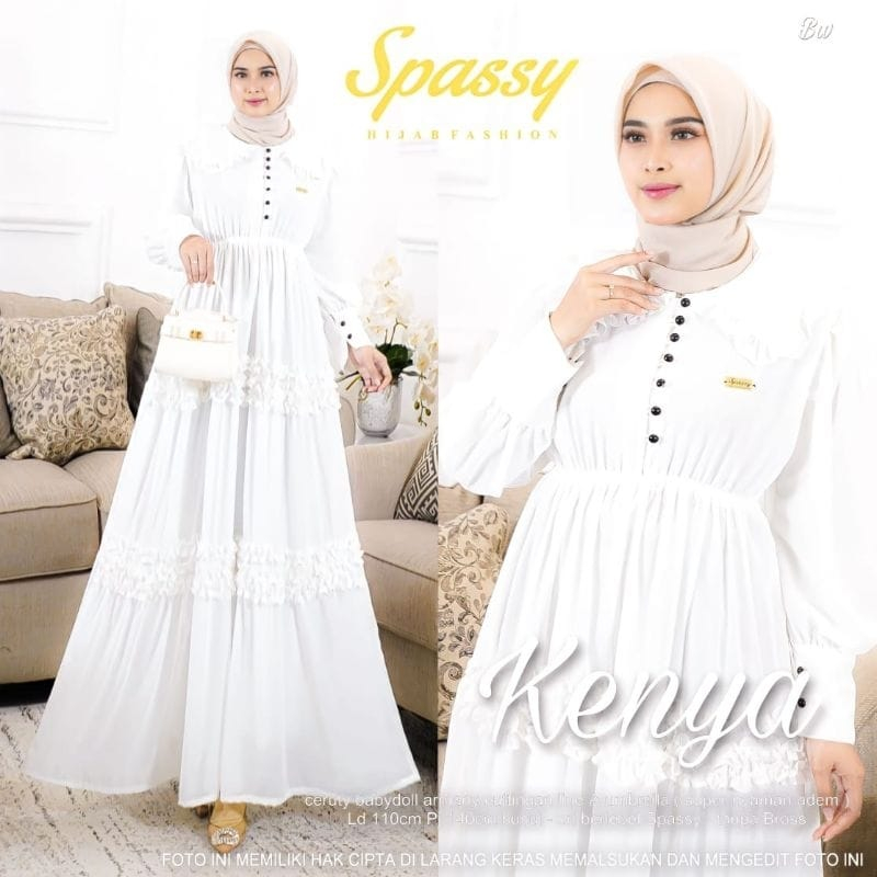 Terbaru Kenya Dress Ceruty Babydoll Full Furing Gamis Pesta Mewah Elegan Baju Kondangan Wanita Long Dress Kenaya