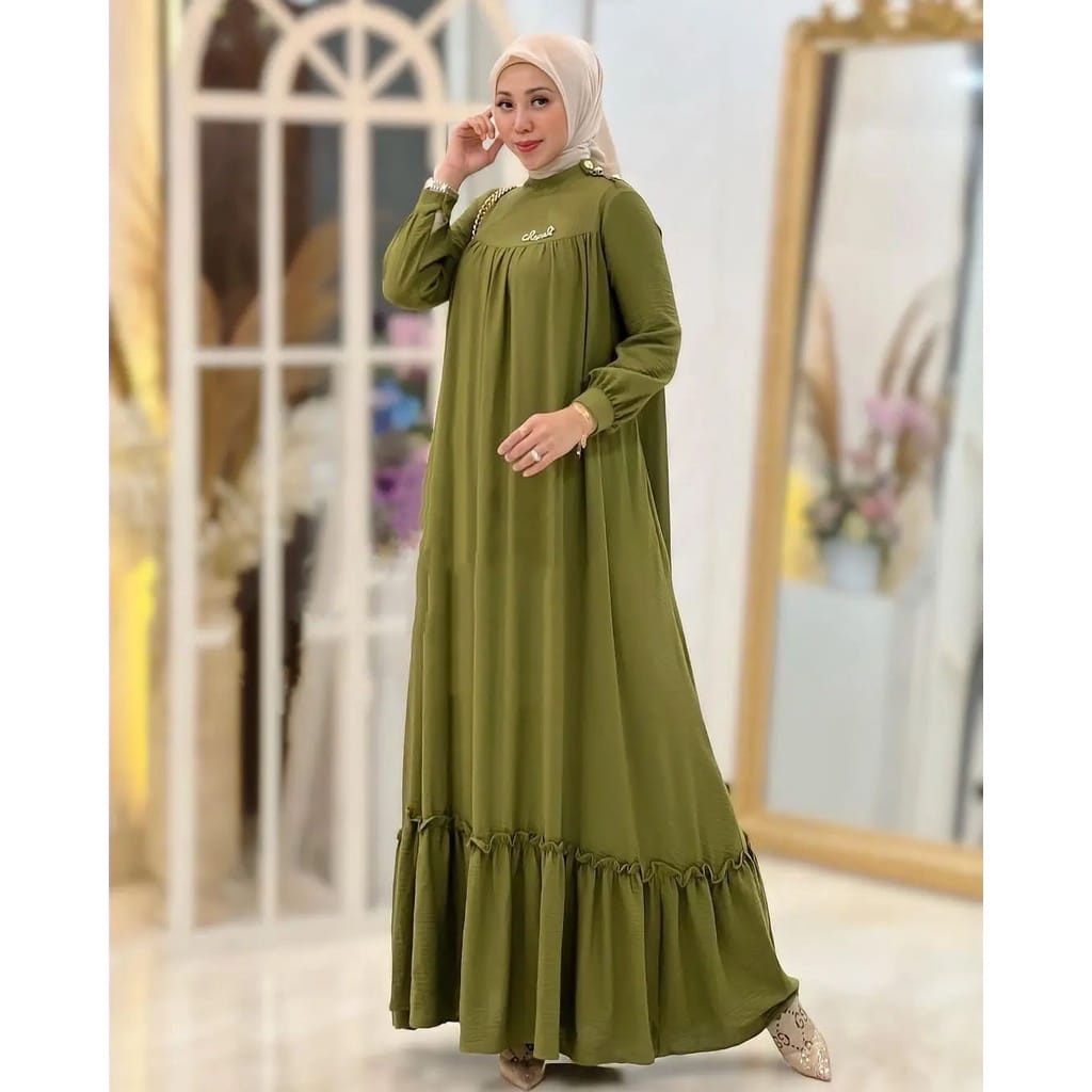 ( Cod ) Audry Maxy Size M L XXL XXXL Crinkle Airflow Premium Dress Wanita