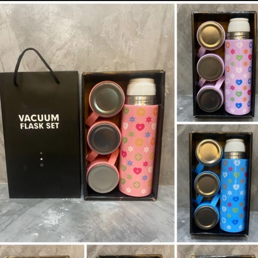 Termos Motif Vacuum Flask Set Cangkir Botol Minum Sultan Suhu Hot Cold