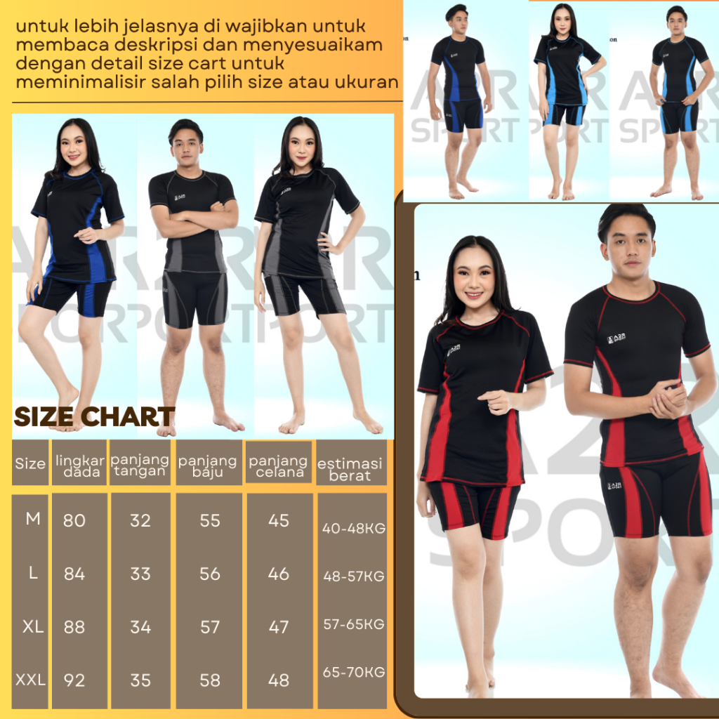 A2R Sport - Setelan dewasa Baju renang lengan pendek