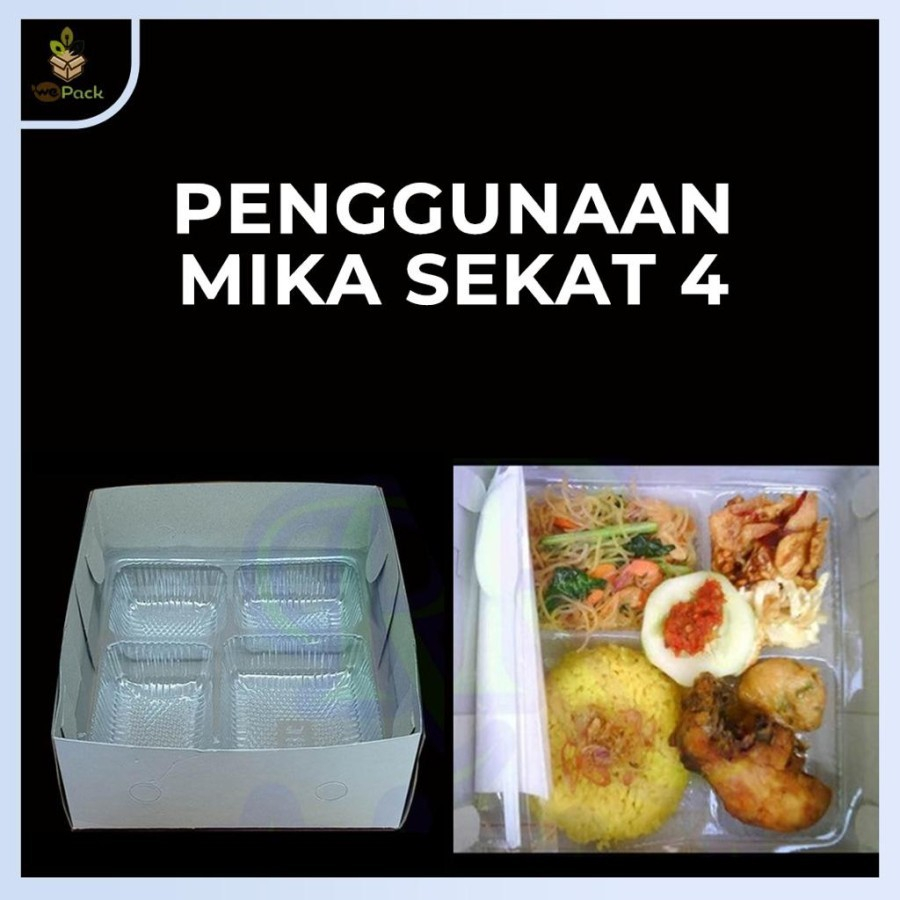 MIKA PLASTIK SEKAT 4 ISI 50 PCS KOTAK BOX NASI 18X18