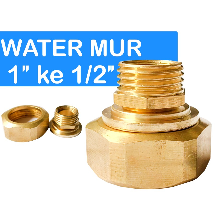 watermur 1 inch drat dalam ke 1/2 inch drat luar - Bahan Kuningan