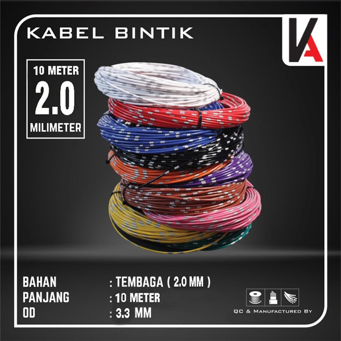 Kabel Bintik AVS 2MM x 10M Kabel Otomotif Body Mobil Motor Serabut Tembaga