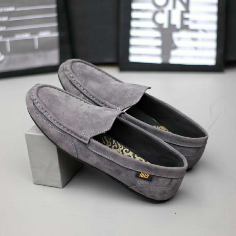 bungkusuku modmax - Sepatu Casual Slip On Pria Trendi Kulit Suede Selop Santai Main Kerja