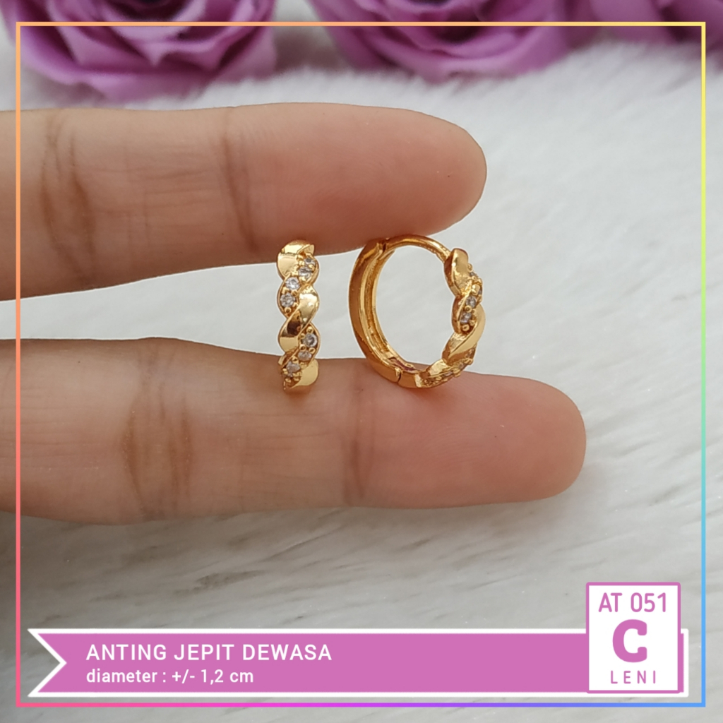 Anting xuping anting dewasa cetik permata bunga perhiasan lapis emas gold AT 051