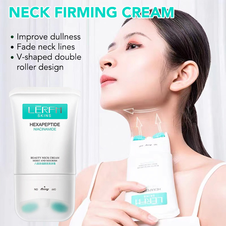 LERFM Hexapeptide Niacinamide Mengencangkan dan Mengangkat Roller Leher Krim Pelembab Mencerahkan Anti Penuaan Memudar garis leher Meningkatkan kusam 120g