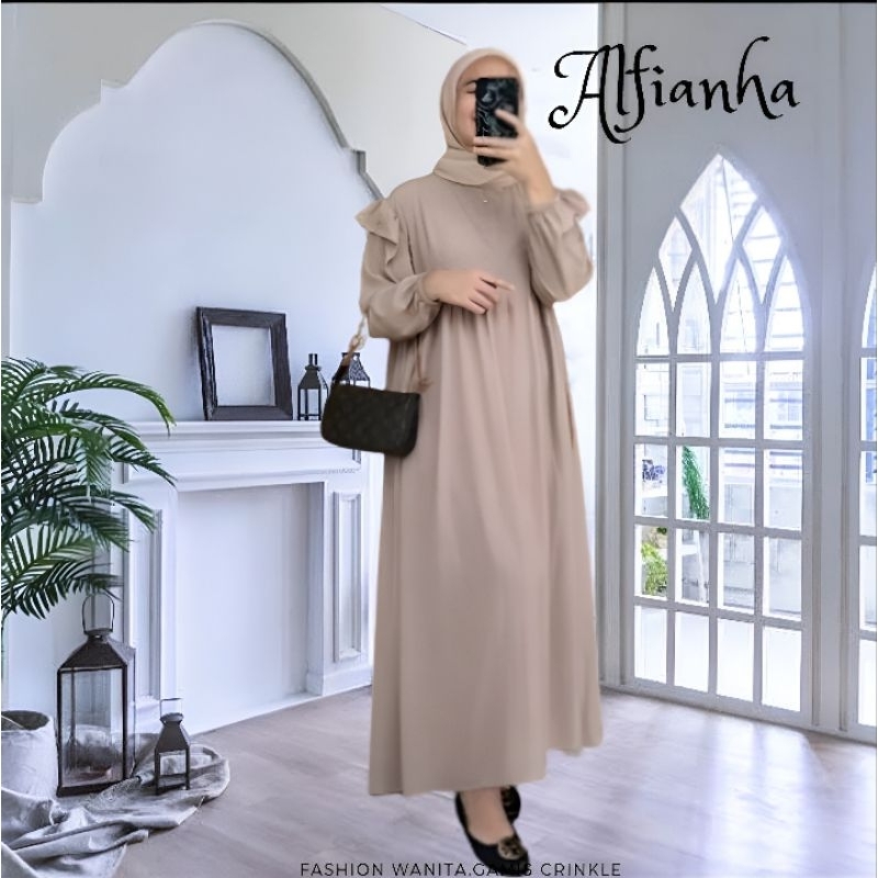 Alfianha Midi Dres Crinkle Airflow Premium