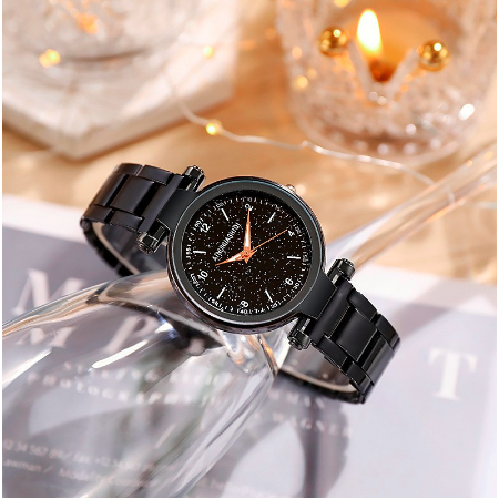 DHIO - Jam Tangan Wanita Analog Fashion Dengan Strap Stainless Steel Quartz Dial Bulat Import