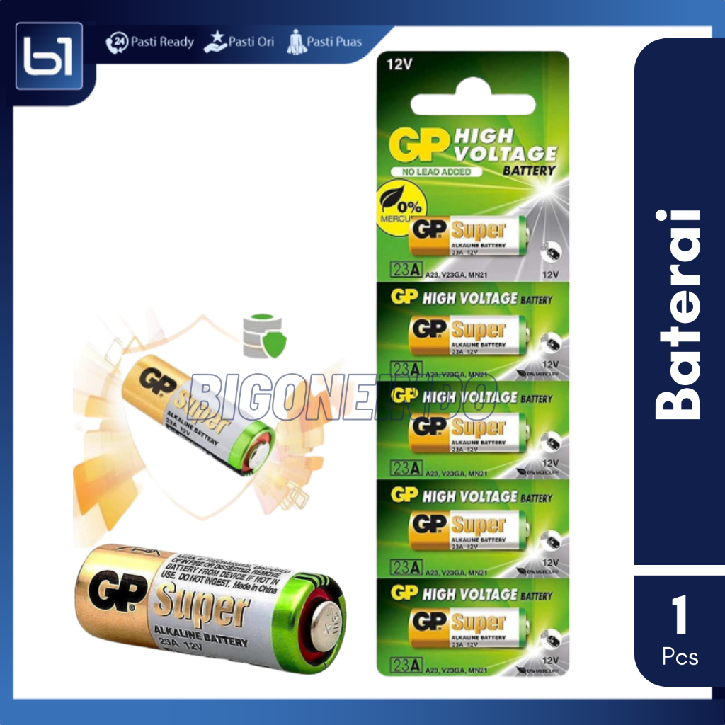 Baterai 23A GP Super Alkaline A23 High Voltage 12V Battery, Batu Batre