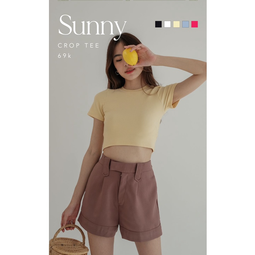 Sunny Crop Tee -- Ocha Wear | Basic crop top | Kaos Casual Wanita | Atasan Pakaian Tshirt