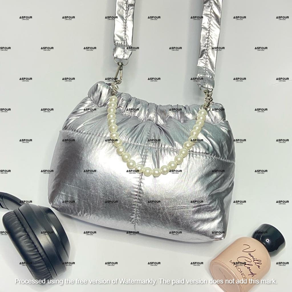 Hellen Bag Tas Wanita Serut Mutiara Tas Hand Bag Sling Bag PArasut PVC Puffy