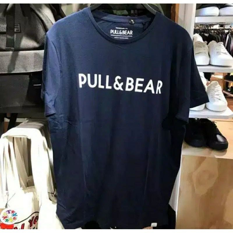 Pull And Bear Kaos Basic T-Shirt Pria wanita Terlairis Bahan Cotton