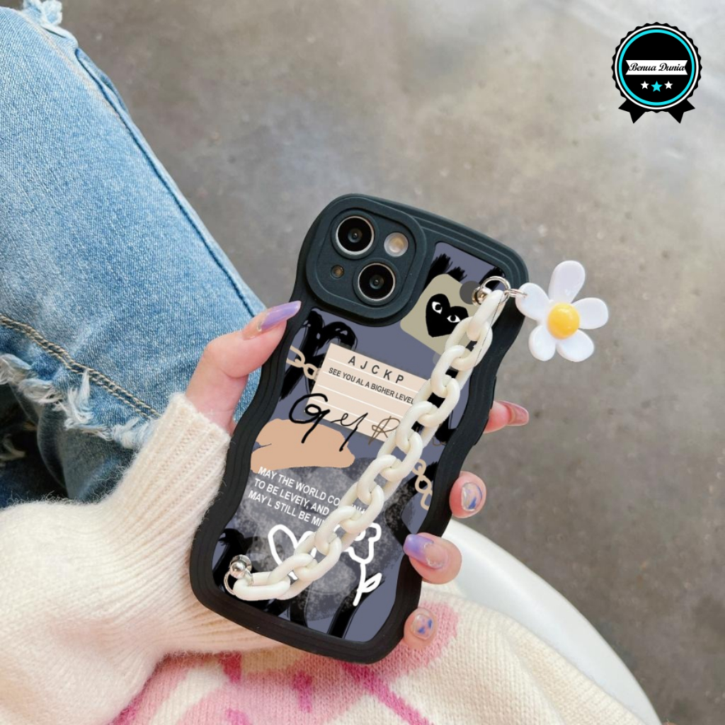 GC54 GC63 CASE CASING SILIKON WAVY WAVE CARACTER RANTAI BUNGA FOR OPPO A3S A1K A5S A7 A11K A12 A15 A