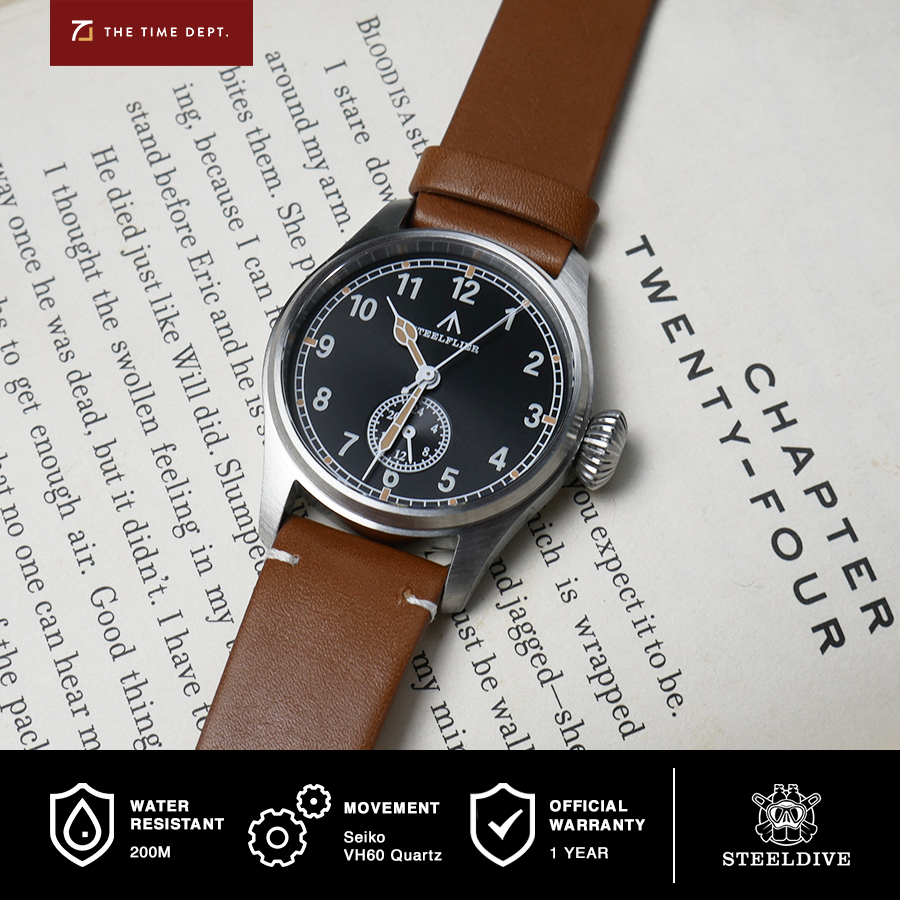 Steeldive SF746 Steelflier Seiko VH60 Quartz Jam Tangan Pria Pilot Militer Subdial Water Resist 200m