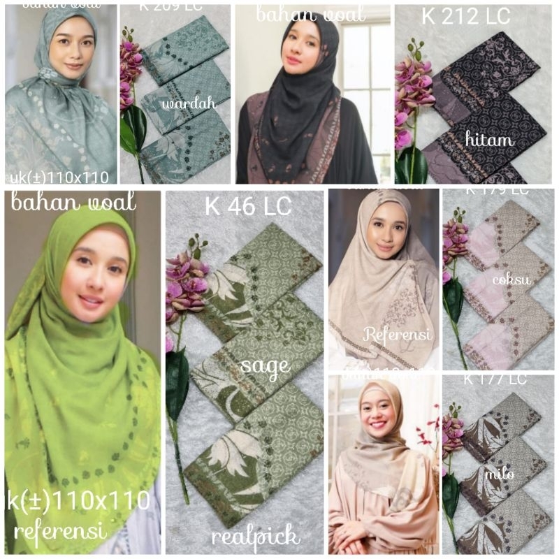 kerudung segi empat  motif voal motif lasercut denay motif voal motif premium