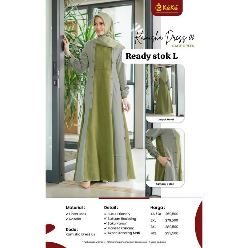 KEKE KAMISHA DRESS 02 SAGE GREEN