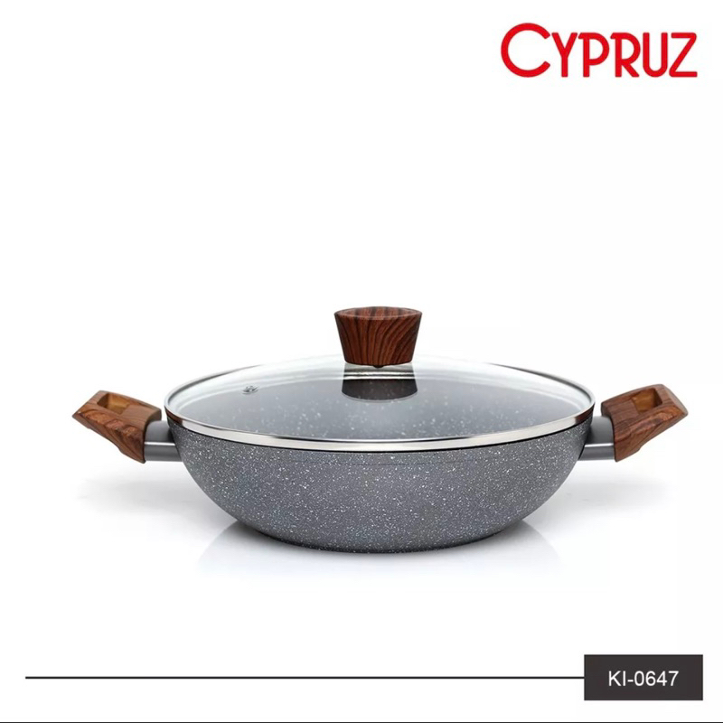 Wok Pan + Lid Grey Marble Cypruz