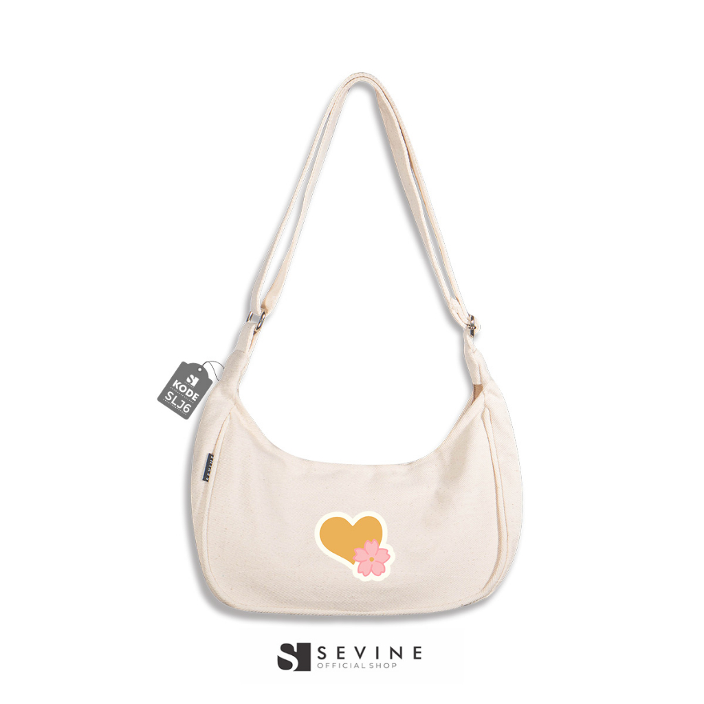Sevine Luna Sling Bag Tas Selempang Wanita Tas Wanita Kanvas Resleting Shoulder Bag Hand Bag - SLJ