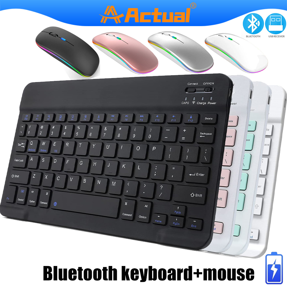 Actual【COD】2nd gen Pro 10 Inch 3 in 1 Wireless Bluetooth Keyboard Mouse Set Lightweight Portable For iPad Samsung Xiaomi Phone