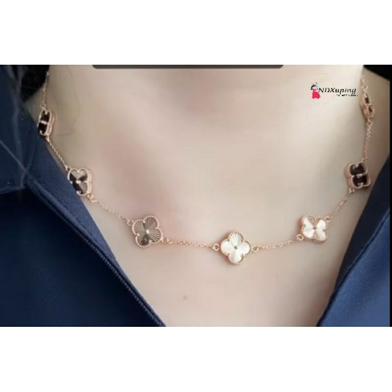 Kalung Titanium Clover Bunga Vintace Premium Import Wanita N27062301