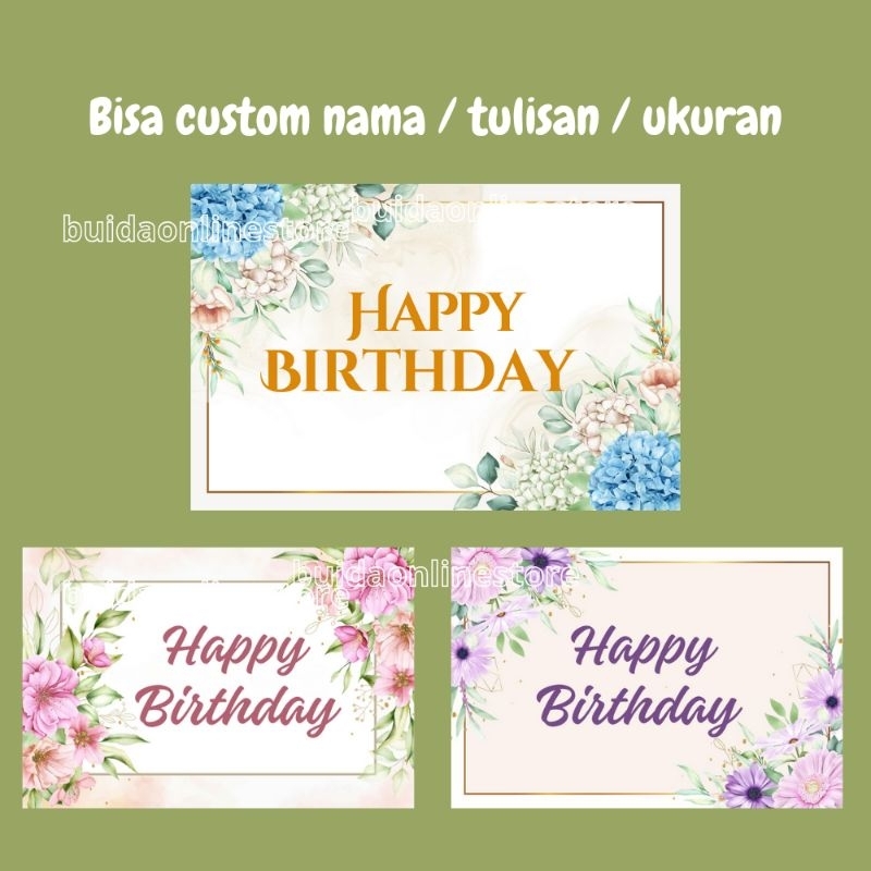 Kartu Ucapan / Stiker / topper Happy Birthday Wedding Graduation Motif flower dekorasi buket bunga b