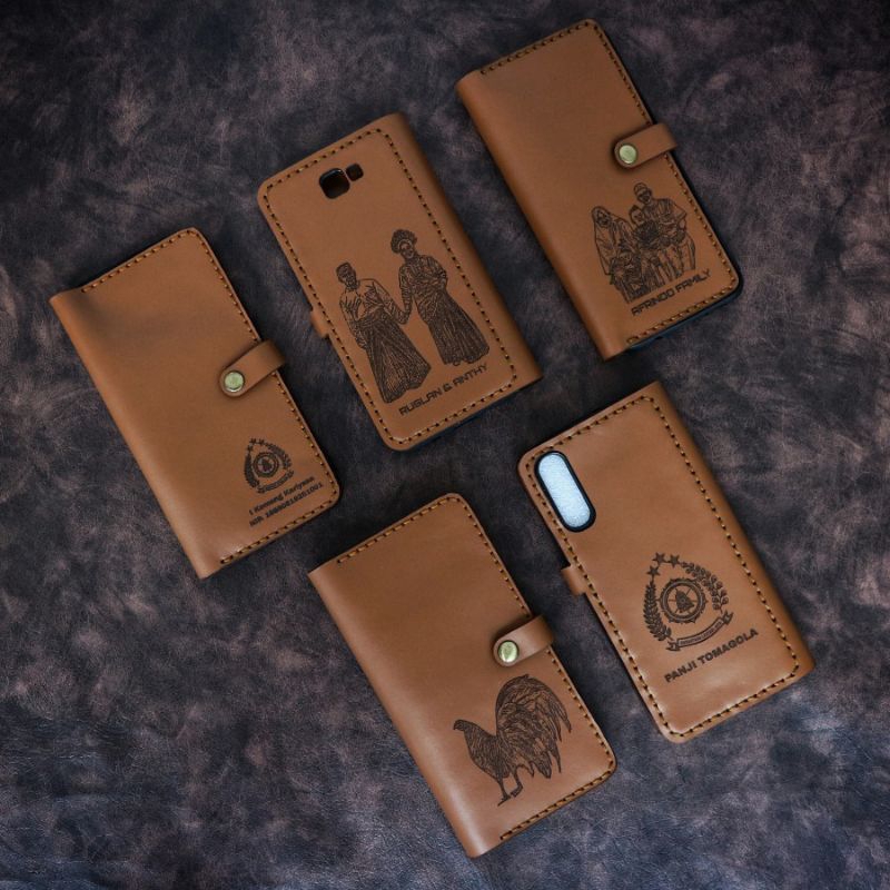 case handphone dari kulit asli flip case cover handphone kulit