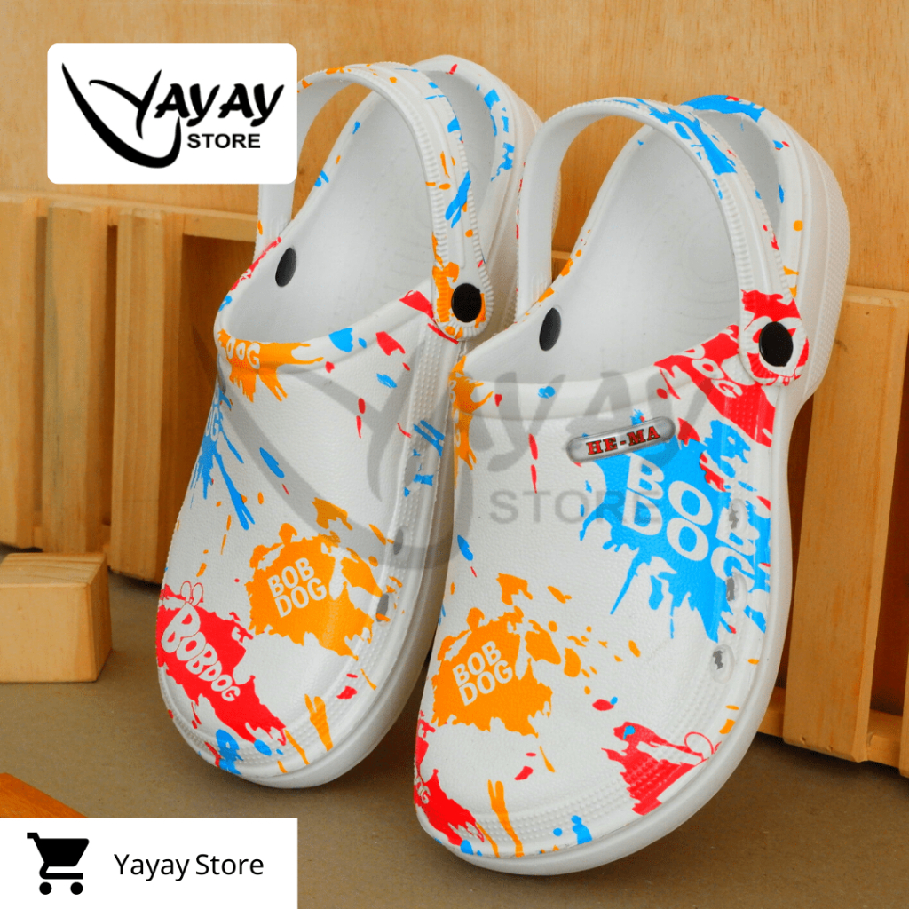 Sandal Rumah Kodok Pria wanita/ Sendal crocs Printing Bobdog / Comic / freestyle New Arrival