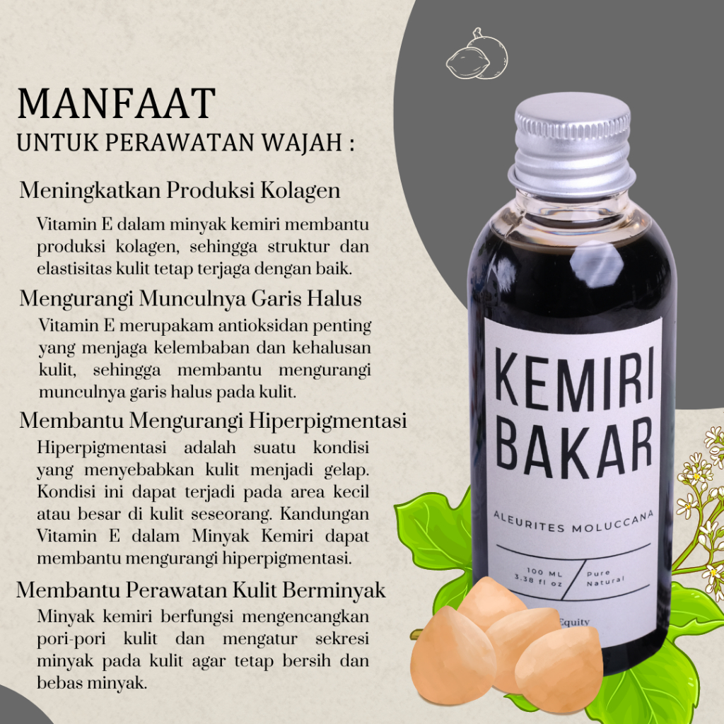 Minyak Kemiri Bakar 100% Murni Serum Rambut dan Alis