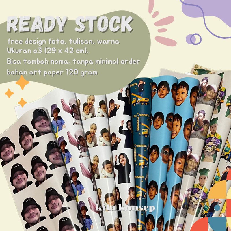 

INSTANT/COD ✅ KERTAS KADO ESTETIK AESTHETIC LUCU CUSTOM | WRAPPING PAPER | BUNGKUS KADO