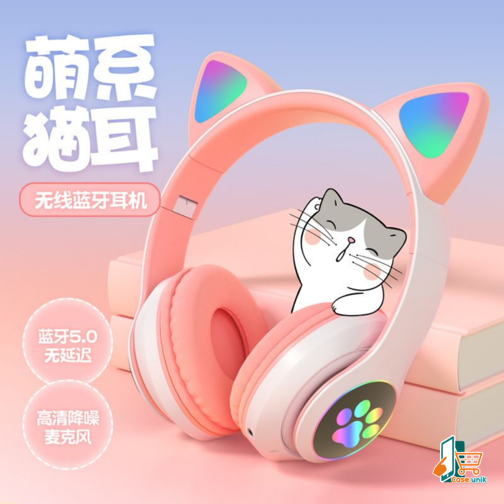 ￼HF BANDO HEADPHONE B39 STN28 KUCING KARAKTER LED COLOR HEADSET GAMING BLUETOOTH WIRELESS GAME HEADSET CAT EAR LED BANDO ANAK PEREMPUAN CEWEK WANITA HEADSET LED RGB HEADSET KOMPUTER HEADPHONE LAPTOP CS6058