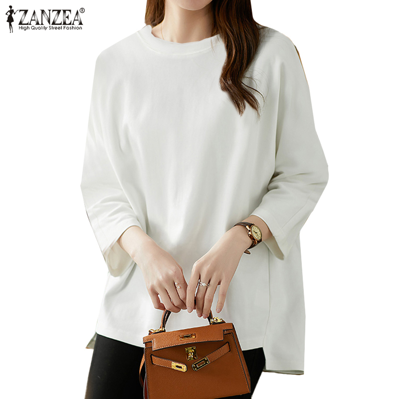 ZANZEA Women Korean Leisure Solid Color Street Fashion Knitted Long Sleeve Blouse
