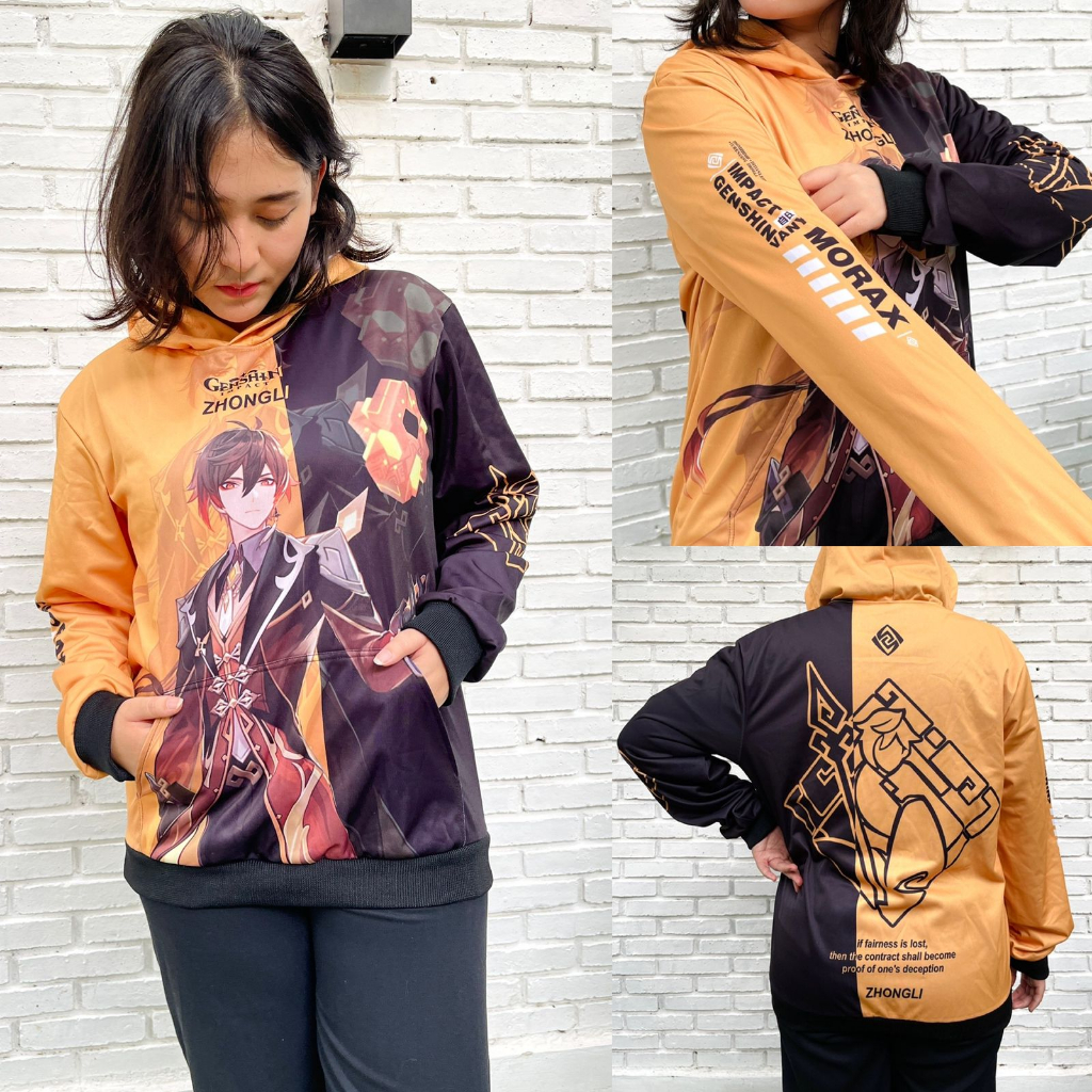 Hoodie Zhongli Genshin Impact Anime Manga Fullprint Adidas Poly