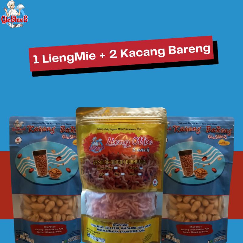 

Bundling Kacang Bawang Goreng (BaReng) GleShieS + Lieng Mie Snack seharga Rp. 33.900