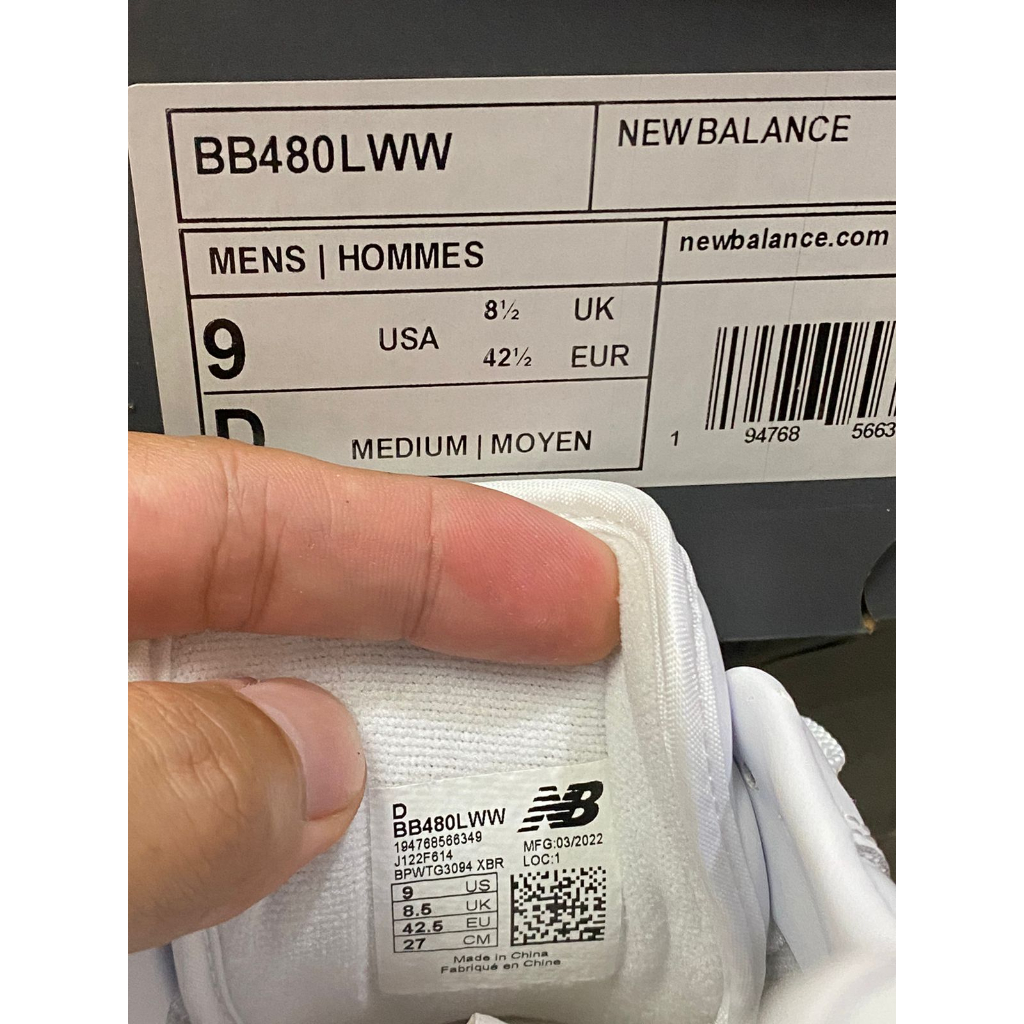 Sepatu Sneakers Pria New Balance BB480LWW White Men's Shoes Original
