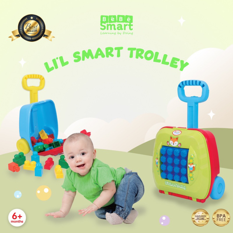 Makassar - Bebe Smart Li'l Smart Trolley - Red / Mainan Bayi Anak