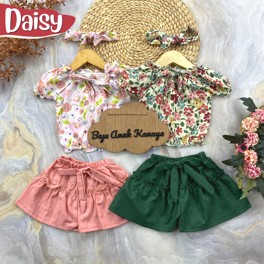 3-15 BLN SETELAN BAYI DAISY FREE HEADBAND BAJU BAYI PEREMPUAN Little Koda 3In1 SET (SNI)