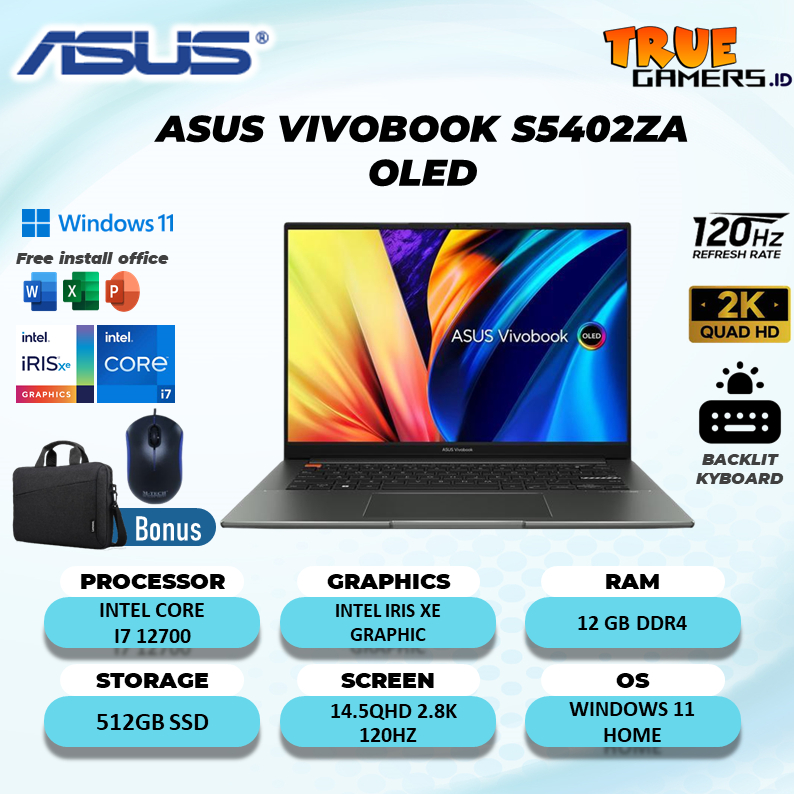 asus Vivobook S5402ZA OLED I7 12700 12GB 512SSD Win11 14.5QHD 2.8K 120HZ