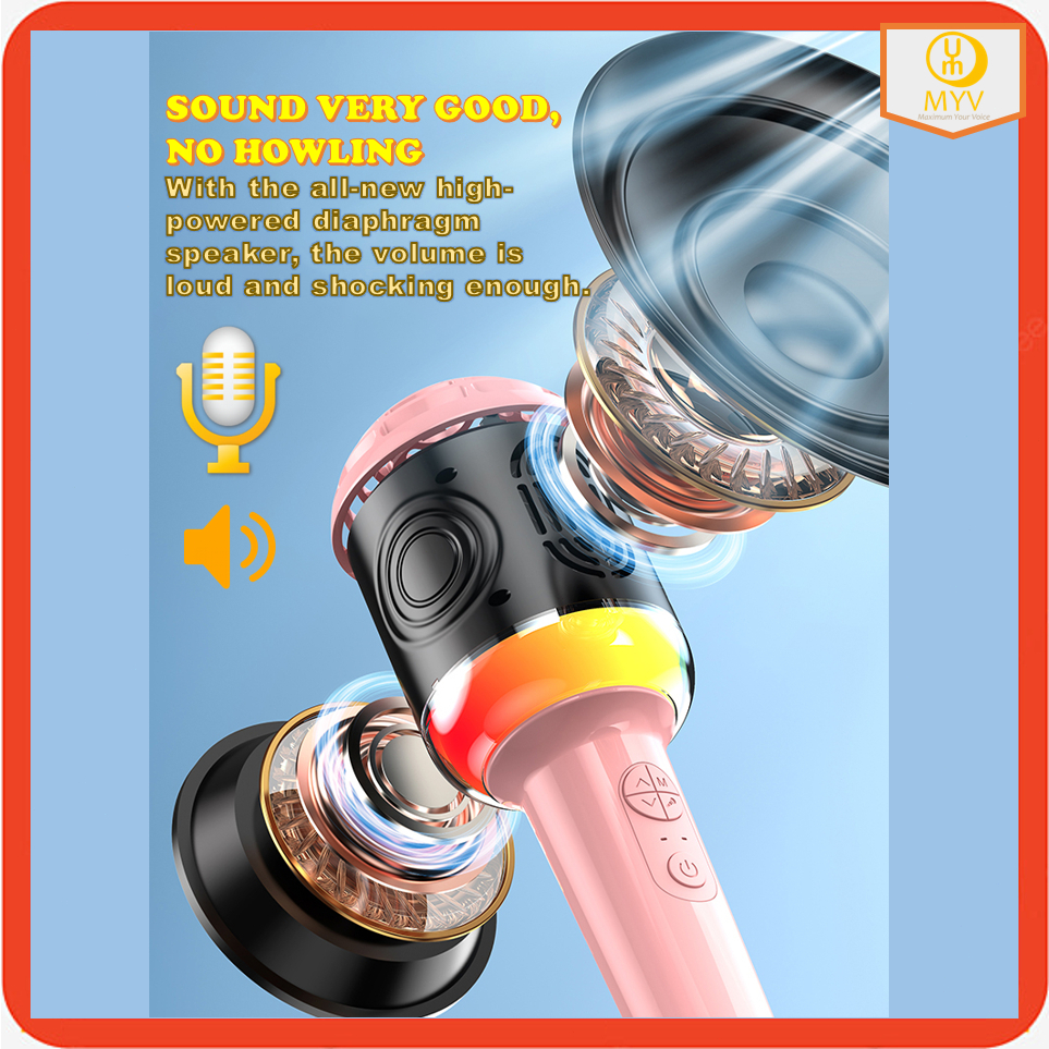 [Bisa COD] L8 Wireless Karaoke Microphone dan lampu RGB Bluetooth Microphone Voice Changing High Quality Speaker KTV Mikrofon