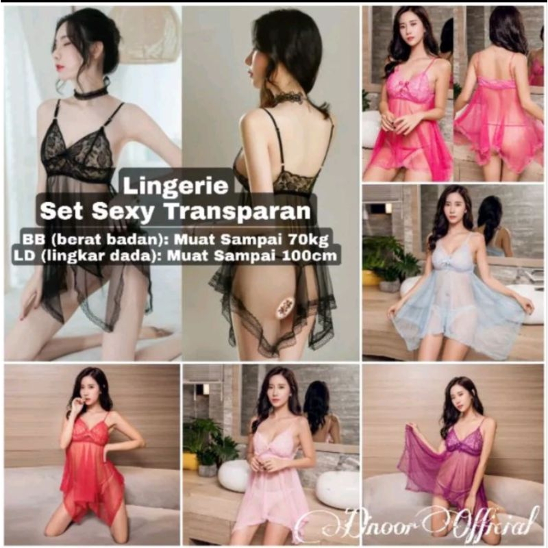 Baju Tidur Dinas Lingerie + G String Wanita All Varian Transparan / Kado Nikah