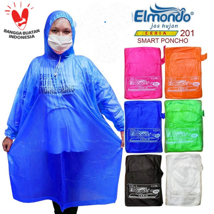 Jas Hujan Elmondo 201/Raincoat Poncho Elmondo Ceria 201/Mantel Mantol Ujan Ponco Lengan Model Kalong